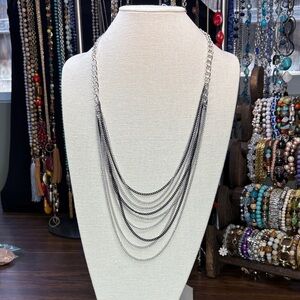 Chic Silver Tone Layered Necklace